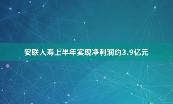 安联人寿上半年实现净利润约3.9亿元