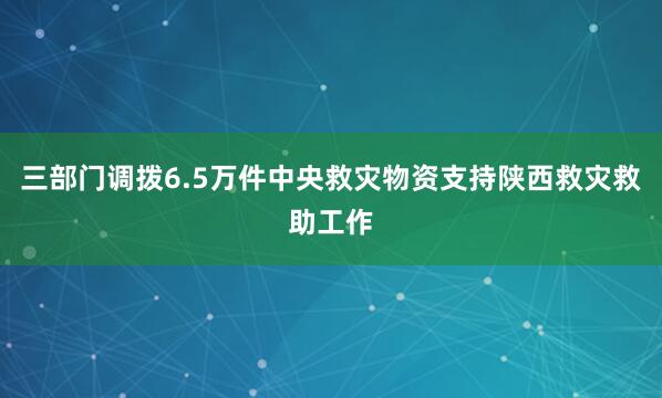 三部门调拨6.5万件中央救灾物资支持陕西救灾救助工作