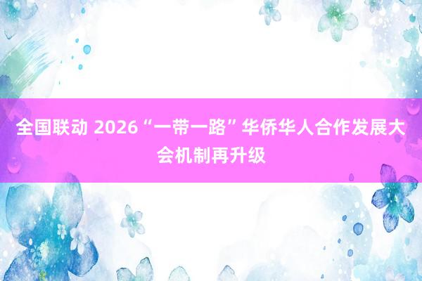 全国联动 2026“一带一路”华侨华人合作发展大会机制再升级