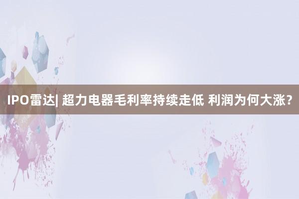 IPO雷达| 超力电器毛利率持续走低 利润为何大涨？