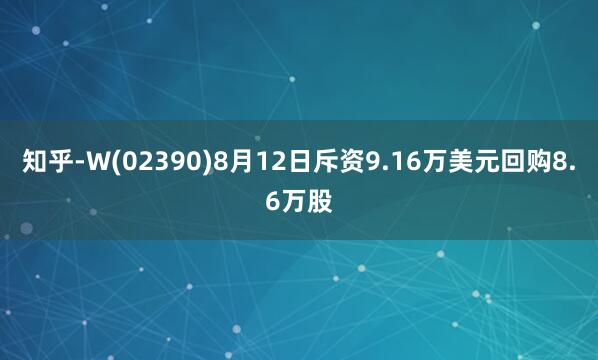 知乎-W(02390)8月12日斥资9.16万美元回购8.6万股
