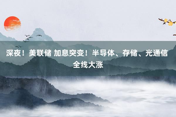 深夜！美联储 加息突变！半导体、存储、光通信 全线大涨
