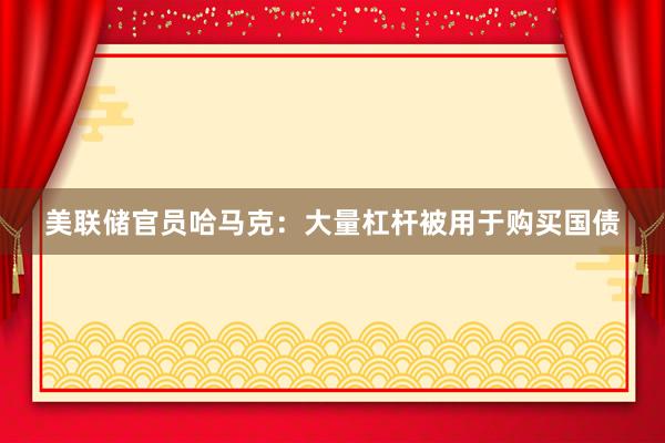 美联储官员哈马克：大量杠杆被用于购买国债