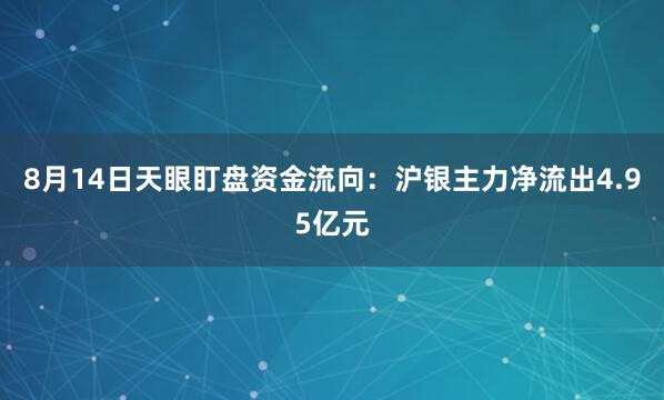 8月14日天眼盯盘资金流向：沪银主力净流出4.95亿元
