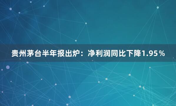 贵州茅台半年报出炉：净利润同比下降1.95％