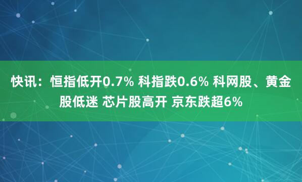 快讯：恒指低开0.7% 科指跌0.6% 科网股、黄金股低迷 芯片股高开 京东跌超6%