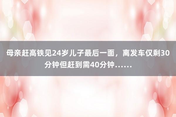 母亲赶高铁见24岁儿子最后一面，离发车仅剩30分钟但赶到需40分钟……