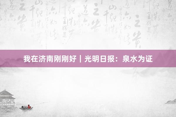 我在济南刚刚好｜光明日报：泉水为证