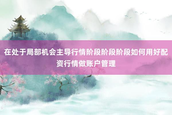 在处于局部机会主导行情阶段阶段阶段如何用好配资行情做账户管理