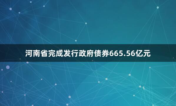 河南省完成发行政府债券665.56亿元
