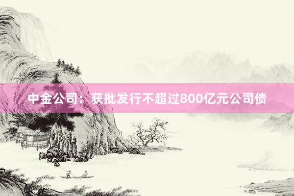 中金公司：获批发行不超过800亿元公司债