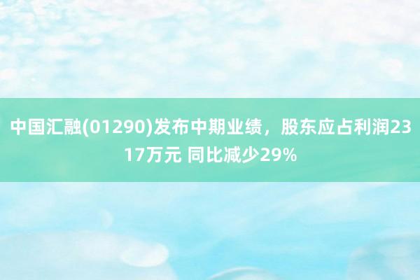 中国汇融(01290)发布中期业绩，股东应占利润2317万元 同比减少29%