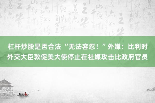 杠杆炒股是否合法 “无法容忍！”外媒：比利时外交大臣敦促美大使停止在社媒攻击比政府官员