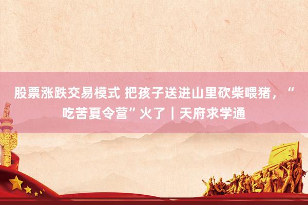 股票涨跌交易模式 把孩子送进山里砍柴喂猪，“吃苦夏令营”火了｜天府求学通