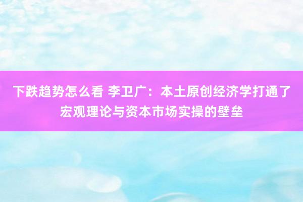 下跌趋势怎么看 李卫广：本土原创经济学打通了宏观理论与资本市场实操的壁垒