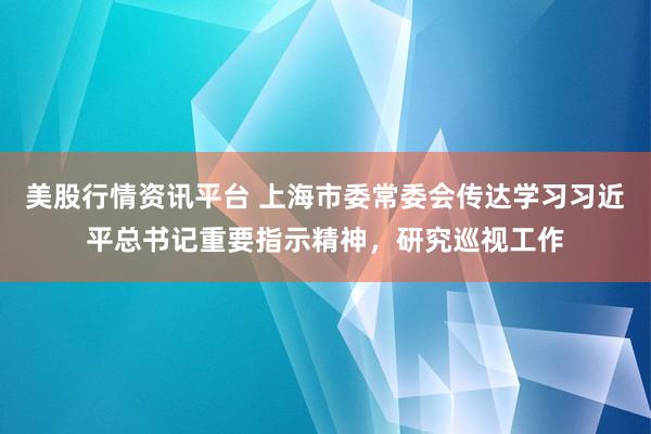 美股行情资讯平台 上海市委常委会传达学习习近平总书记重要指示精神，研究巡视工作