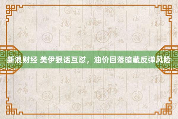 新浪财经 美伊狠话互怼，油价回落暗藏反弹风险