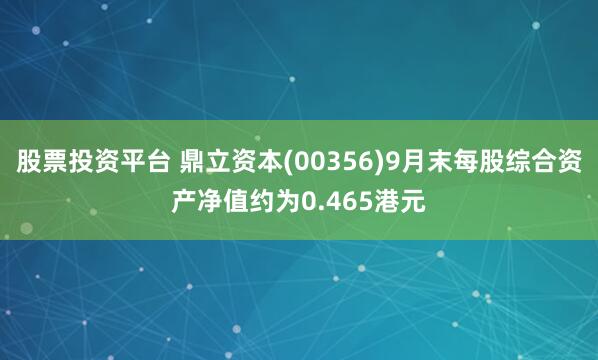 股票投资平台 鼎立资本(00356)9月末每股综合资产净值约为0.465港元